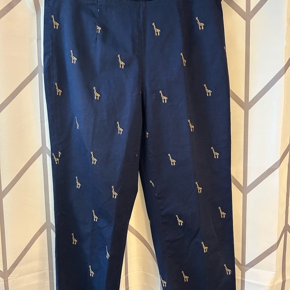 Coldwater Creek Navy Ankle Pants with Giraffe Print - Picture 3 of 3